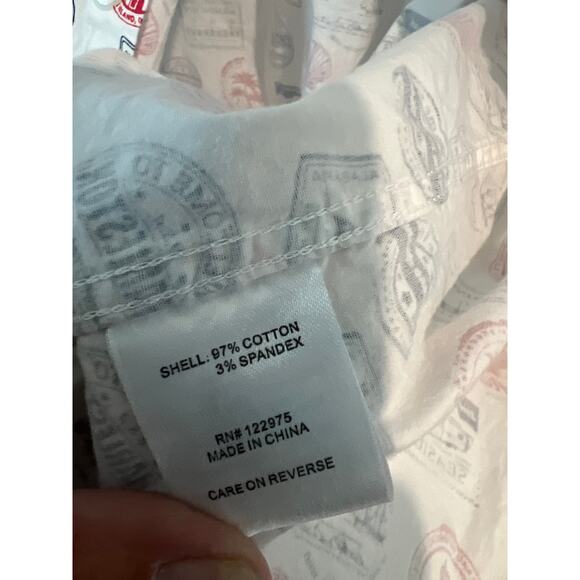 Southern Proper size small men’s button down shirt with postage stamps - Picture 3 of 3